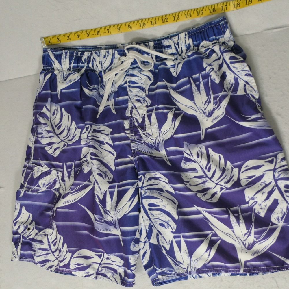 Newport Blue Mens Swim Trunks XL Blue Ombre Tropical Floral Board Shorts Coastal